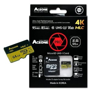 에이스원 프로 마이크로SD 64GB 메모리 4K MLC V60 U3